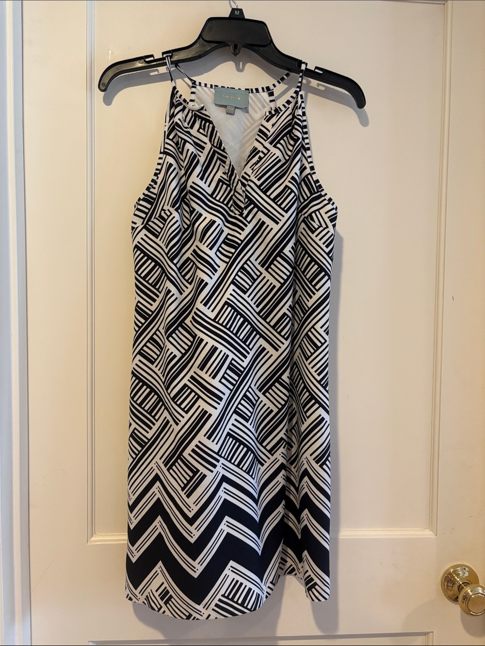 Skies Are Blue Black & White Geometric Midi Dress
